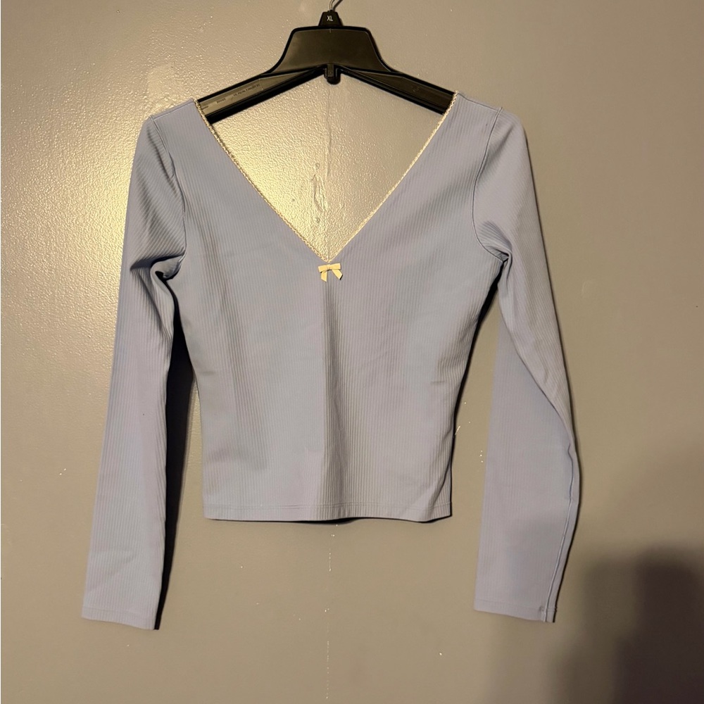 Pastel Blue Long Sleeve Ribbed Top by Offline by Aerie 💙✨